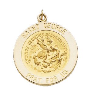 St. George Medal, 15 mm, 14K Yellow Gold - Click Image to Close