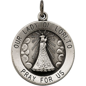 Our Lady of Loreto Medal, 18.3 mm, Sterling Silver - Click Image to Close