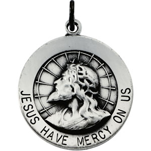 Jesus Have Mercy Medal, 18.25 mm, Sterling Silver - Click Image to Close