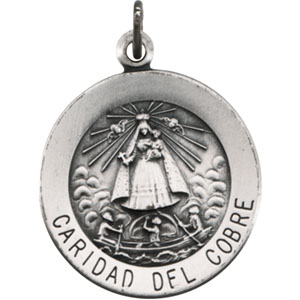 Caridad Del Cobre Medal, 18.25 mm, Sterling Silver - Click Image to Close