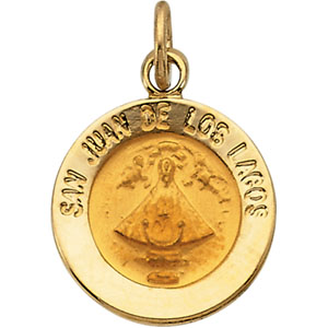 San Juan of Los Lagos Medal, 12 mm, 14K Yellow Gold - Click Image to Close
