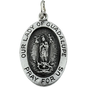 Lady of Guadalupe Medal, 28.75 x 20.0 mm, Sterling Silver - Click Image to Close