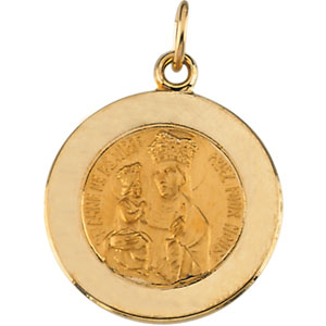 St. Anne De Beaupre Medal, 15 mm, 14K Yellow Gold - Click Image to Close