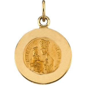 St. Anne De Beaupre Medal, 12 mm, 14K Yellow Gold - Click Image to Close