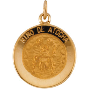 Nino De Atocha Medal, 15 mm, 14K Yellow Gold - Click Image to Close