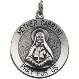 Mother Cabrini Medal, 18.25 mm, Sterling Silver - Click Image to Close