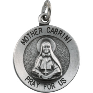 Mother Cabrini Medal, 14.75 mm, Sterling Silver - Click Image to Close