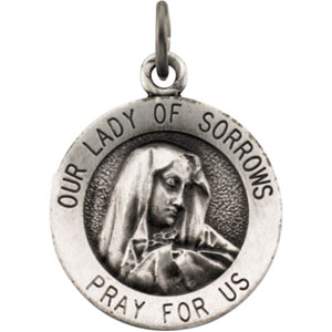 Lady of Sorrows Medal, 14.75 mm, Sterling Silver - Click Image to Close