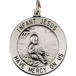Infant Jesus Medal, 18.25 mm, Sterling Silver - Click Image to Close