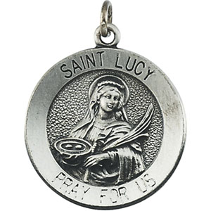 St. Lucy Medal, 14.75 mm, Sterling Silver - Click Image to Close