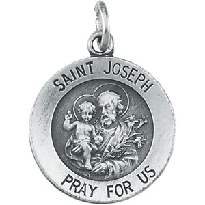 St. Joseph Medal, 15 mm, Sterling Silver - Click Image to Close