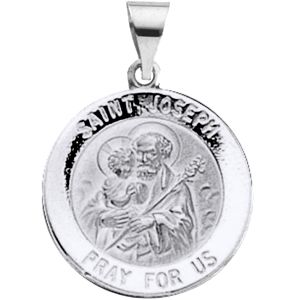 St. Joseph Medal, 18 mm, 14K White Gold - Click Image to Close