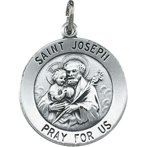 St. Joseph Medal, 25 mm, Sterling Silver - Click Image to Close