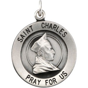 St. Charles Medal, 18.25 mm, Sterling Silver - Click Image to Close