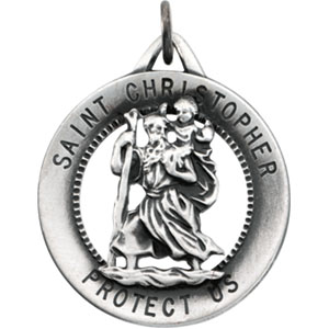 St. Christopher Medal., 25.25 mm, Sterling Silver - Click Image to Close