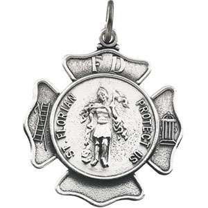 St. Florian Medal, 25 mm, Sterling Silver - Click Image to Close