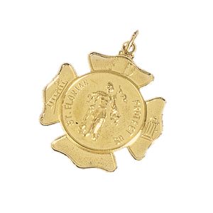 St. Florian Medal, 17 mm, 14K Yellow Gold - Click Image to Close