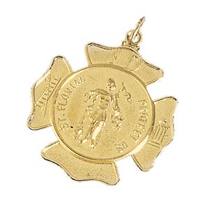 St. Florian Medal, 25 mm, 14K Yellow Gold - Click Image to Close