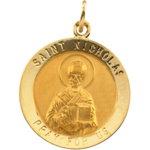St. Nicholas Medal, 18 mm, 14K Yellow Gold - Click Image to Close