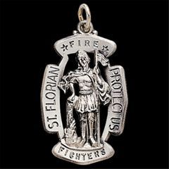 St. Florian Medal, 30 x 20 mm, Sterling Silver - Click Image to Close