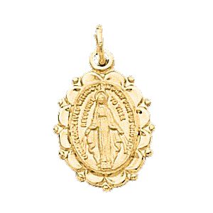 Miraculous Medal, 13 x 11 mm, Yellow Gold Filled - Click Image to Close