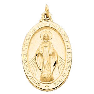 Miraculous Medal, 26 x 18 mm, Yellow Gold Filled - Click Image to Close