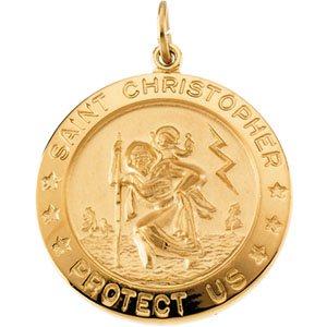 St. Christopher Medal, 25 mm, Yellow Gold Filled - Click Image to Close