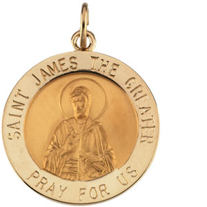 St. James Medal, 18 mm, 14K Yellow Gold - Click Image to Close