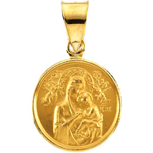Perpetual Help Medal, 13 mm, 18K Yellow Gold - Click Image to Close
