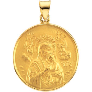 Perpetual Help Medal, 24.5 mm, 18K Yellow Gold - Click Image to Close