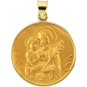 St. Joseph Medal, 24.5 mm, 18K Yellow Gold - Click Image to Close