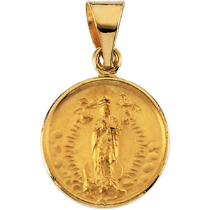Guadalupe Medal, 13 mm, 18K Yellow Gold - Click Image to Close