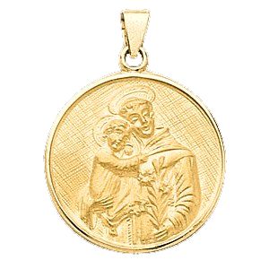 St. Anthony Medal, 24.5 mm, 18K Yellow Gold - Click Image to Close