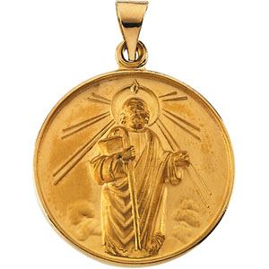 St. Jude Medal, 24.5 mm, 18K Yellow Gold - Click Image to Close