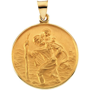 St. Christopher Medal, 24.5 mm, 18K Yellow Gold - Click Image to Close