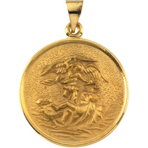 St. Michael Medal, 24.5 mm, 18K Yellow Gold - Click Image to Close