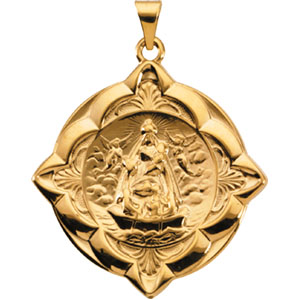 Caridad Del Cobre Medal, 31 x 31 mm, 14K Yellow Gold - Click Image to Close