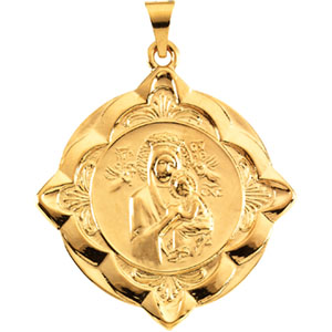 Lady of Perpetual Help Medal, 31 x 31 mm, 14K Yellow Gold - Click Image to Close