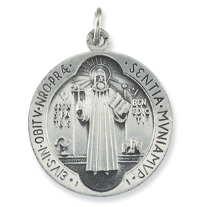 St. Benedict Medal, 18.5 mm, Sterling Silver - Click Image to Close