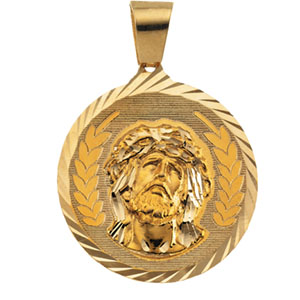 Guadalupe/Jesus Medal, 25.5 mm, 14K Yellow Gold - Click Image to Close