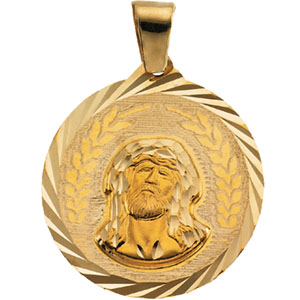 Guadalupe/Jesus Medal, 38 mm, 14K Yellow Gold - Click Image to Close