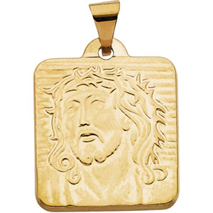 Face of Jesus Medal, 18.50 x 17 mm, 14K Yellow Gold - Click Image to Close