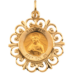 St. Paul Medal, 18.5 mm, 14K Yellow Gold - Click Image to Close