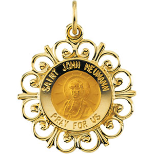St. John Neumann Medal, 18.5 mm, 14K Yellow Gold - Click Image to Close