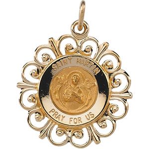 St. Martin Medal, 18.5 mm, 14K Yellow Gold - Click Image to Close
