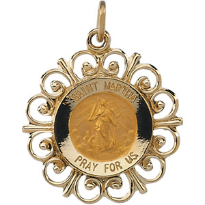 St. Martha Medal, 18.5 mm, 14K Yellow Gold - Click Image to Close