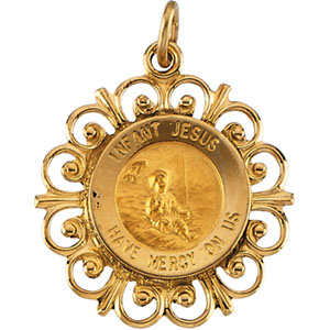 Infant Jesus Medal, 18.5 mm, 14K Yellow Gold - Click Image to Close