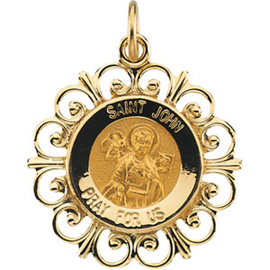 St. John Medal, 18.5 mm, 14K Yellow Gold - Click Image to Close