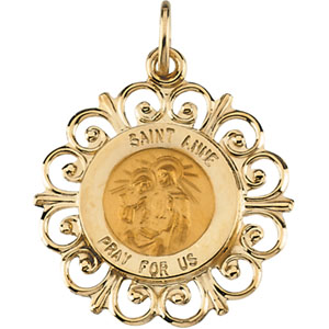 St. Anne Medal, 18.5 mm, 14K Yellow Gold - Click Image to Close