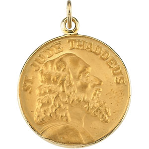 St. Jude Thaddeus Medal, 19.5 mm, 14K Yellow Gold - Click Image to Close
